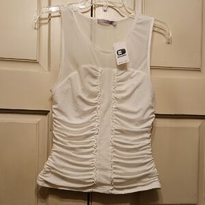 Chic White Ruched Tank Top